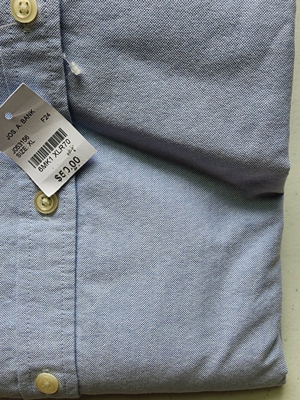 XL Blue Oxford Cloth Shirt Large Mens New Jos A Bank Button Down Collar Cotton - Picture 17 of 17